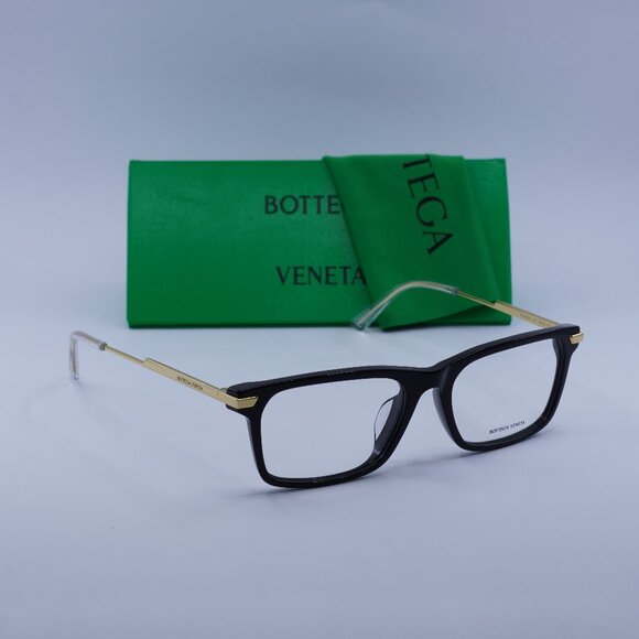 Bottega Veneta BV1040OA 001 Rectangle Eyeglasses 54mm – Black/Gold - Picture 1 of 9